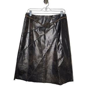 Vintage Newport News Women Skirts, Jeanology Faux Leather A-Line Skirt, Sz 10/32
